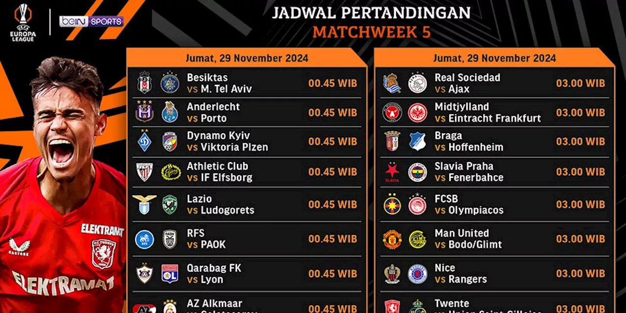 Jadwal dan Link Live Streaming Pertandingan Liga Europa 2024/25 Pekan Ini di Vidio