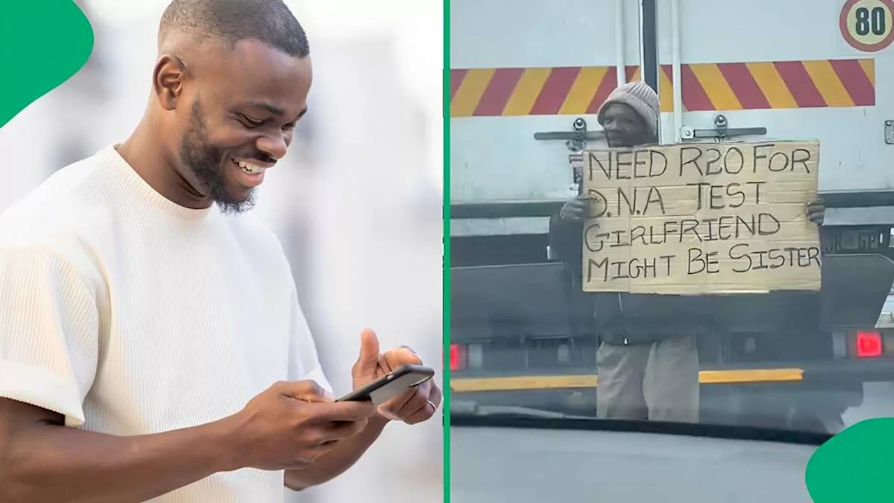 Mzansi Man's Hilarious Cardboard Sign at Traffic Stop Goes Viral