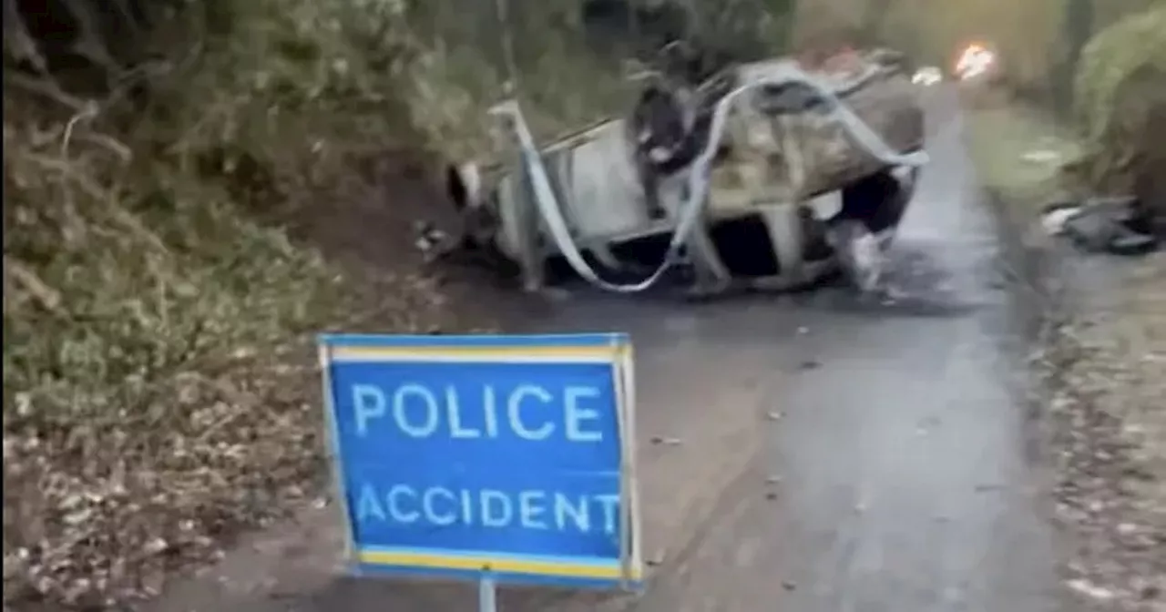 Burnt-out car discovered upside down on Scots path as police hunt 'joyriders'