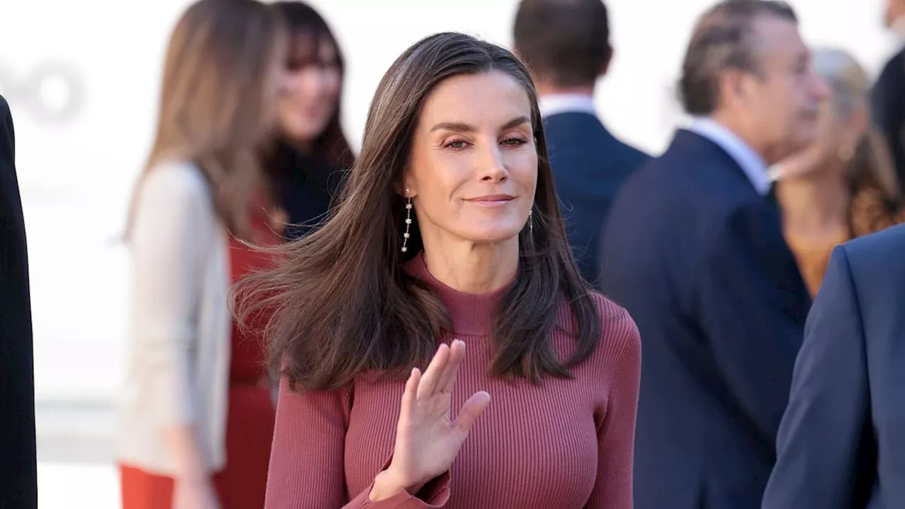 Queen Letizia of Spain Dazzles in Burgundy Dress at Fine Arts Ceremony