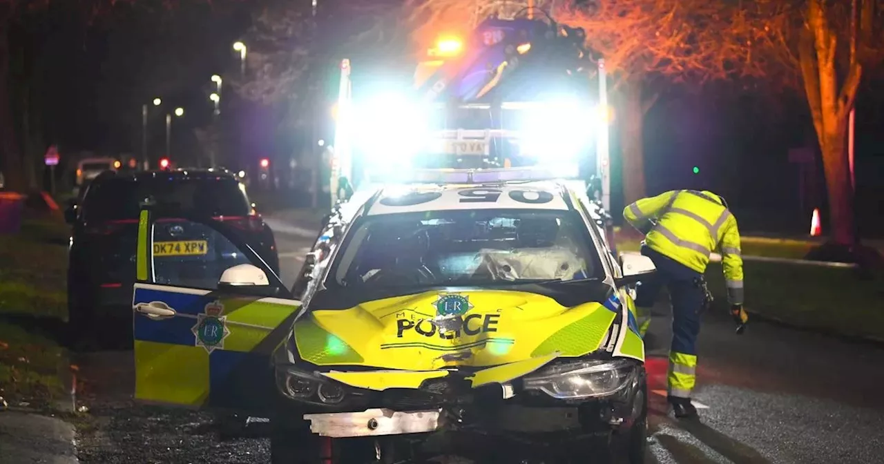 Police car badly damaged in crash