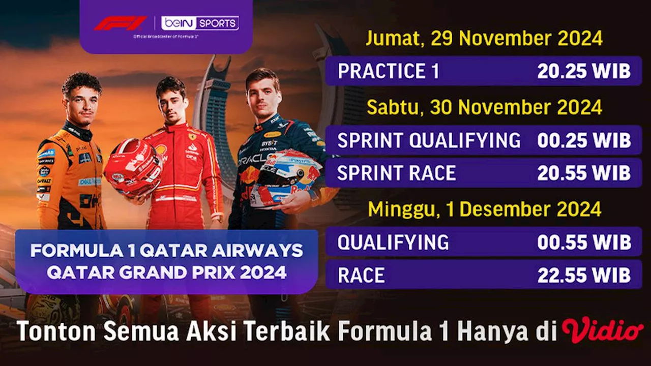 Jadwal dan Live Streaming F1 Qatar Airways Qatar Grand Prix 2024 di Vidio