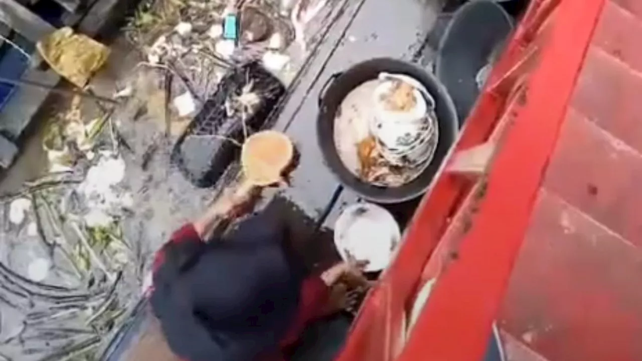 Video Viral Tempat Makan Diduga Cuci Piring Pakai Air Penuh Sampah