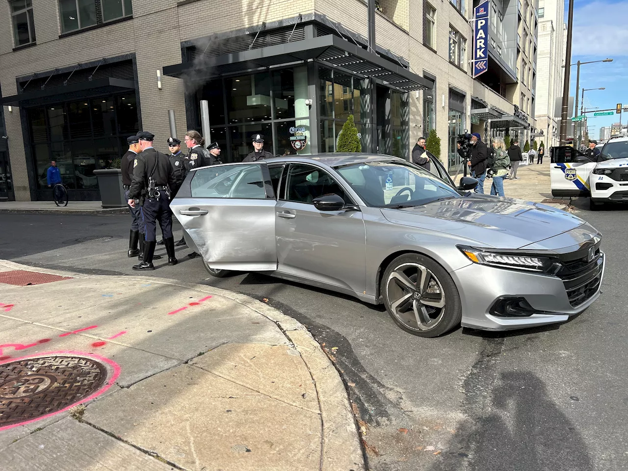 Stolen Car Chase Ends in Damaged Police Vehicle in Philadelphia