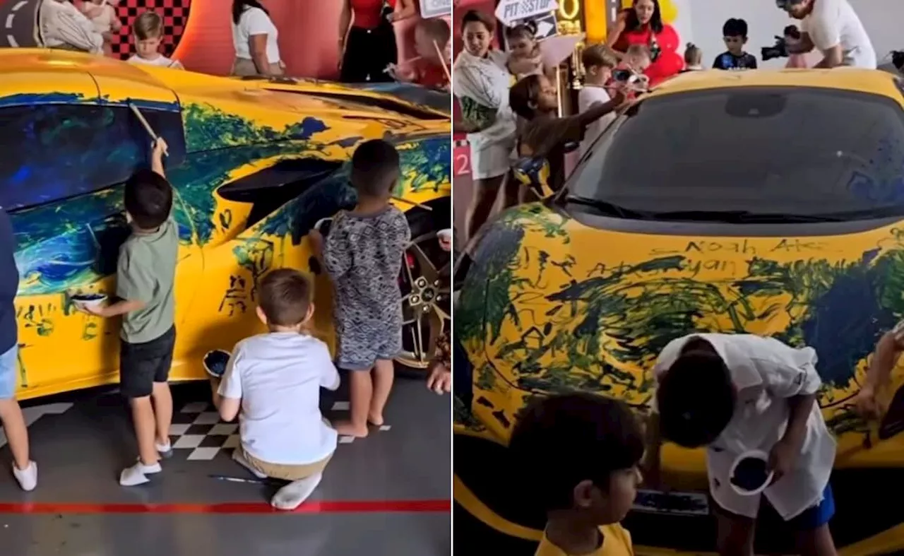 Çocuklar Ferrari Arabasını Boyarken Valizine Viral Video