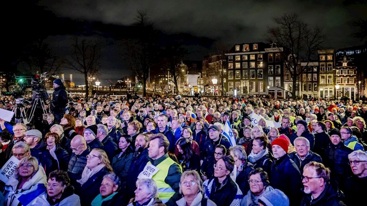 Demonstratie tegen antisemitisme in Amsterdam