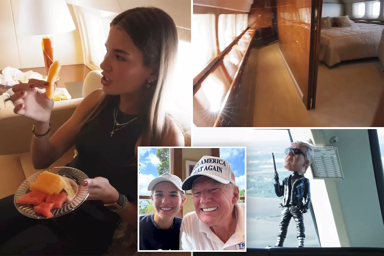 Trump's granddaughter Kai gives rare glimpse inside president-elect's private 'Trump Force One' Boeing 757