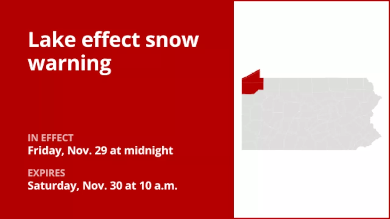 Lake effect snow warning for Northwest Pa. for Friday and Saturday