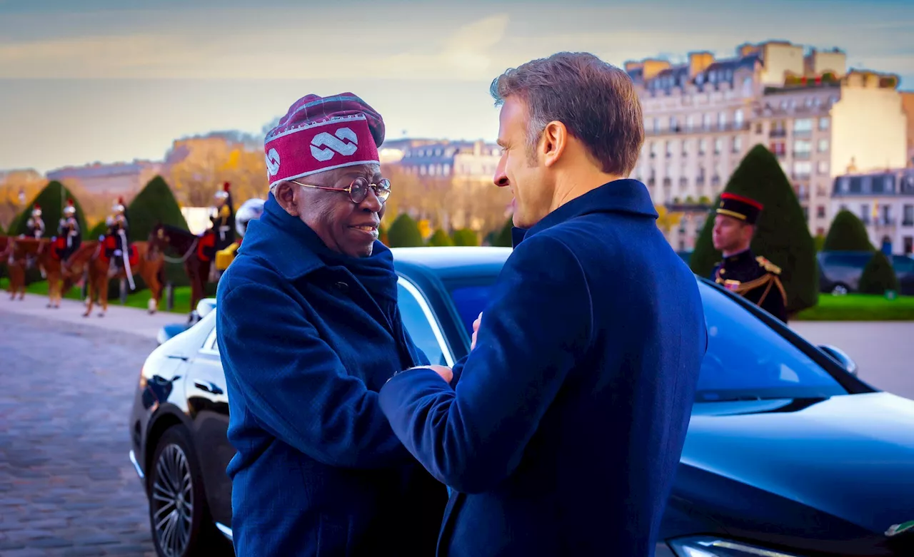 Tinubu, Macron exchange pleasantries in Pidgin