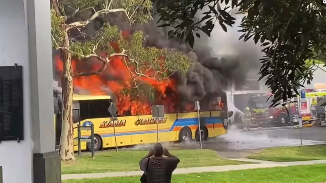 Fire tears through school bus south of Sydney