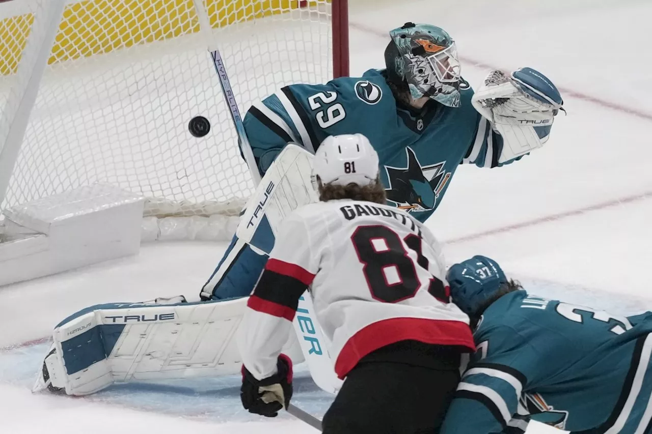 Adam Gaudette's Two Goals Key in Senators' 4-3 Victory Over Sharks