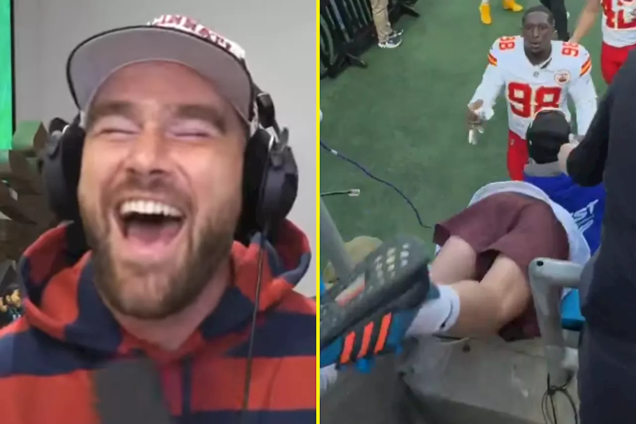 – Travis and Jason Kelce’s hilarious reaction to video of Chiefs star catching falling...