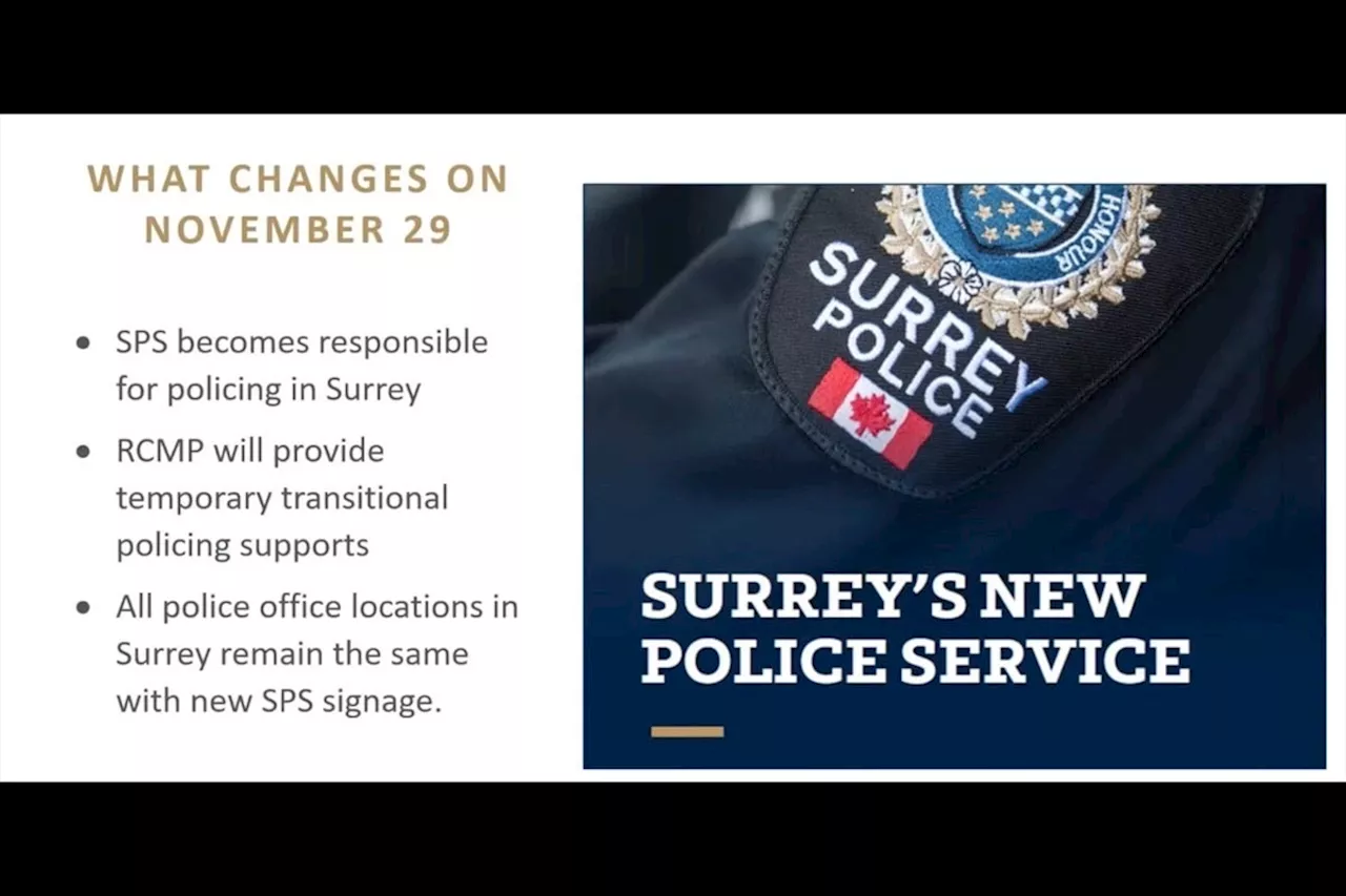 Surrey Police Service 'confident' of smooth takeover from RCMP on Friday