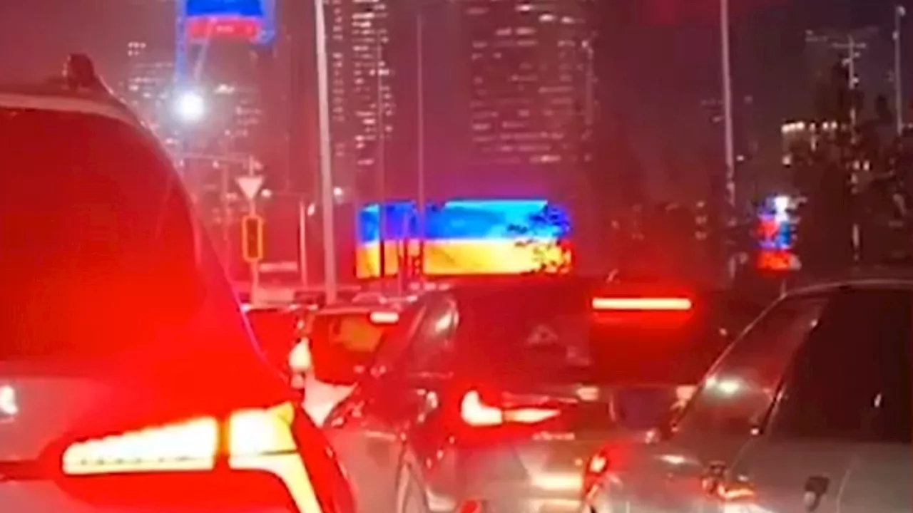 Putin's Motorcade Driven Past Giant Ukraine Flag During Kazakhstan Visit