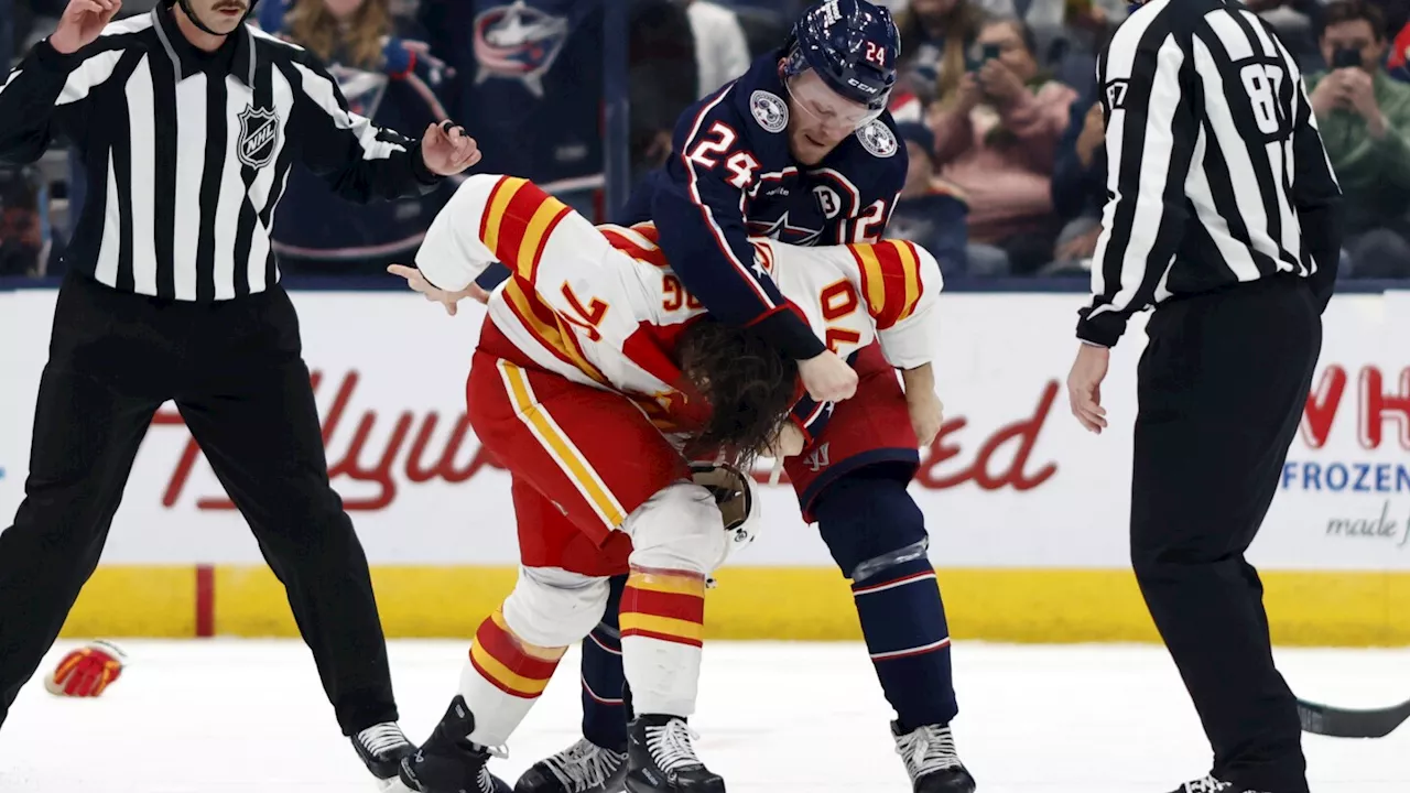 Blue Jackets extend points streak to 5 games with a chippy 5-2 win over the Flames