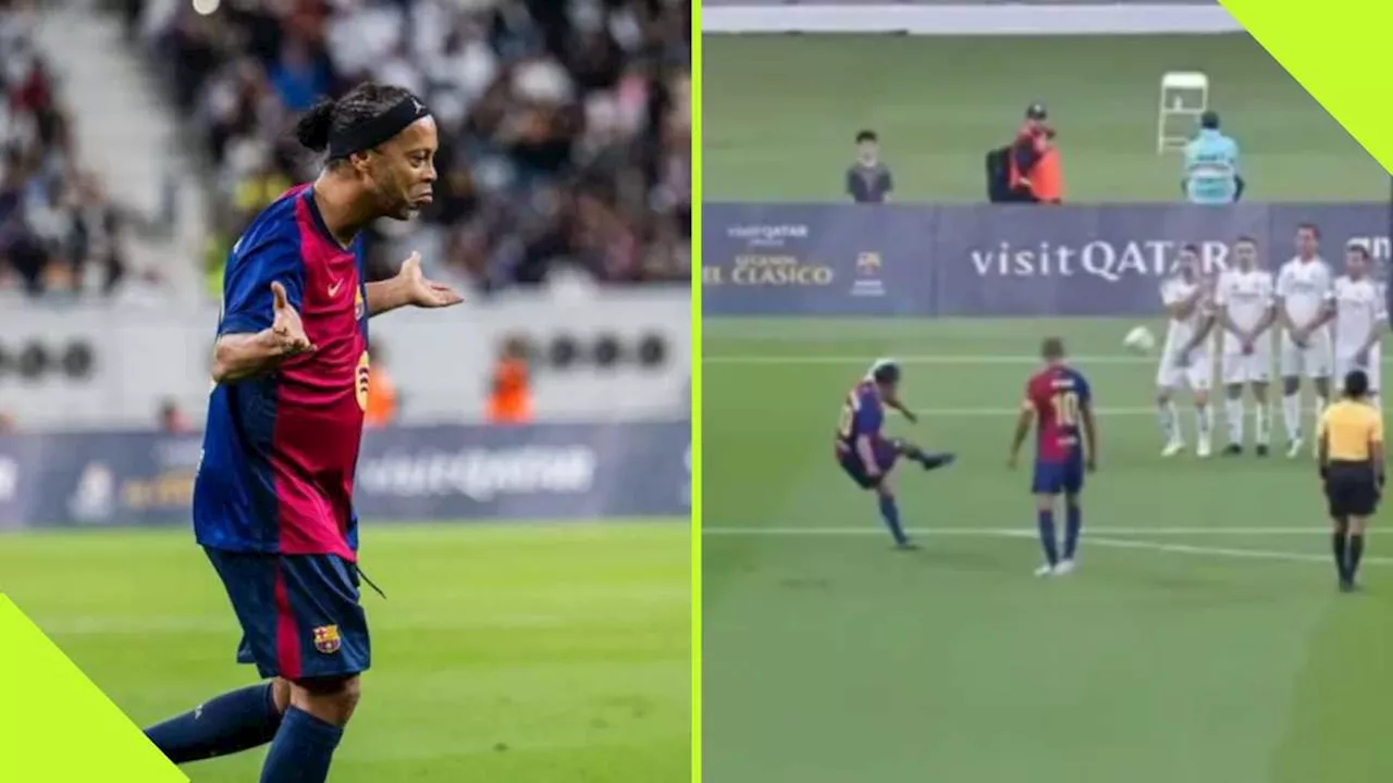 Ronaldinho Scores Spectacular Free-Kick in El Clásico Legends Match