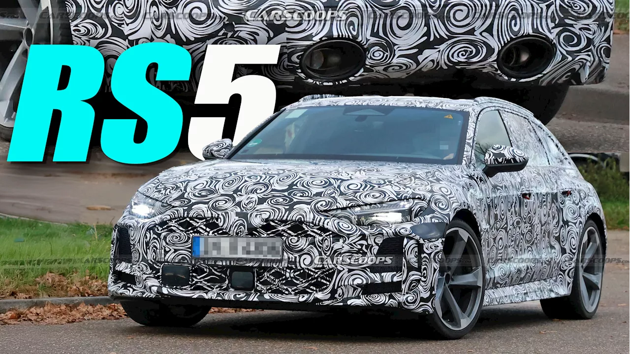 2026 Audi RS5 Avant Shows Off Hybrid Engine’s Fat Oval Tailpipes