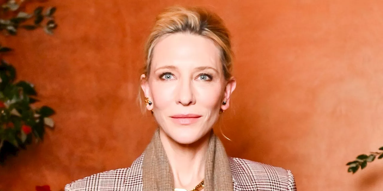 Cate Blanchett Paired a Plunging Top with Her Signature Menswear Style