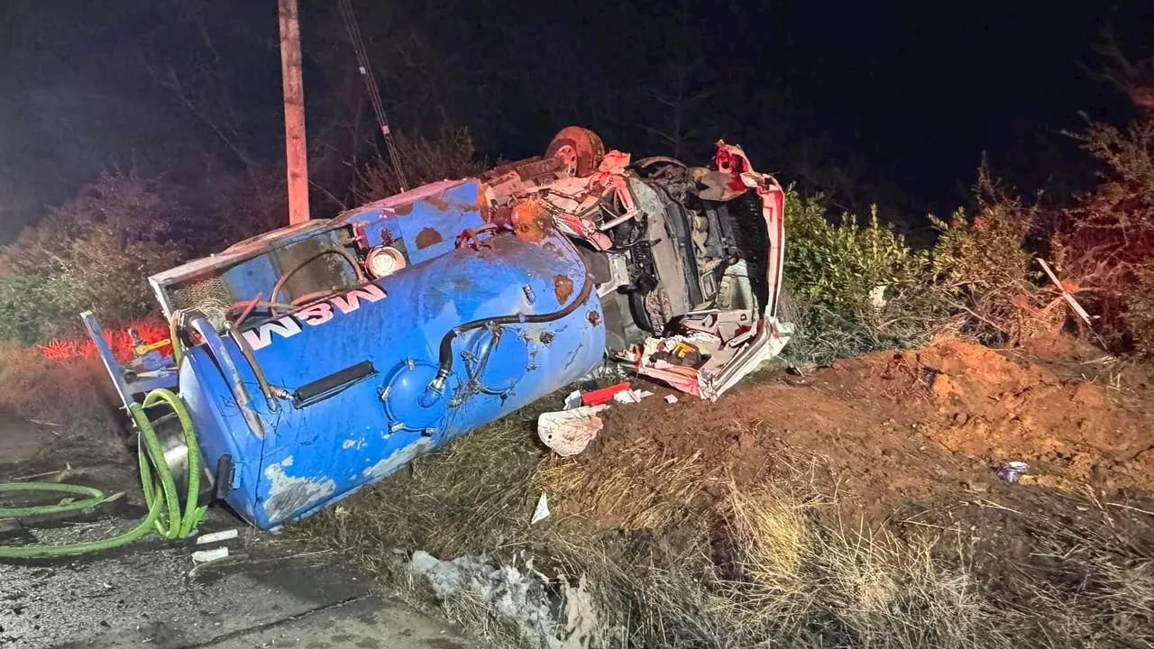 Septic tanker truck overturns near Calistoga, hazmat team responds