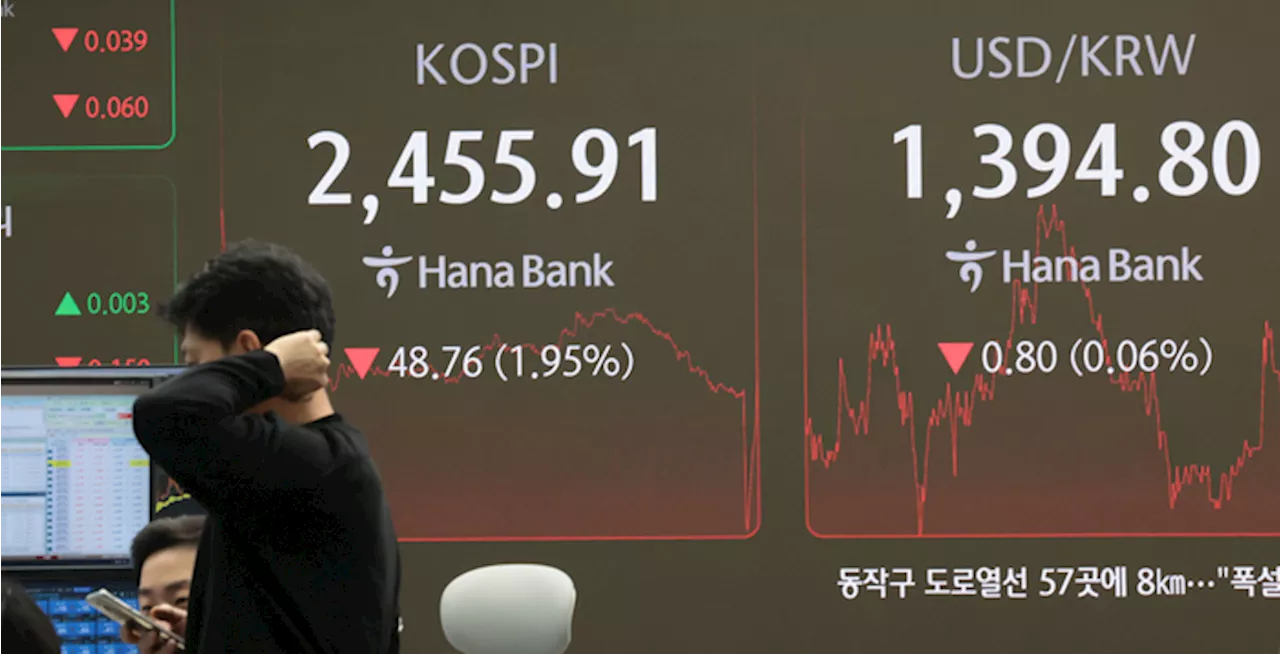 한국 증시, 한국은행 기준금리 인하에도 하락