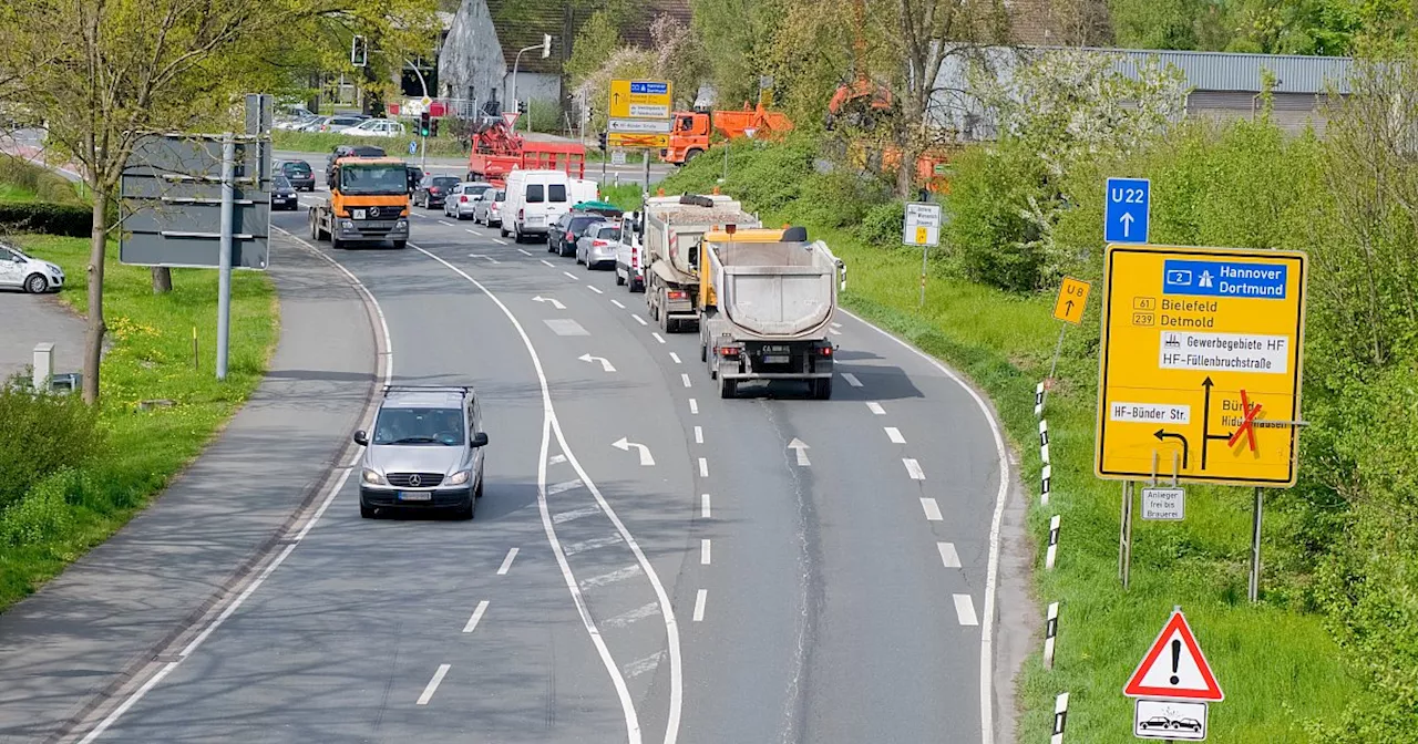 Bielefelder Straße wird zwischen Herford und Bielefeld voll gesperrt