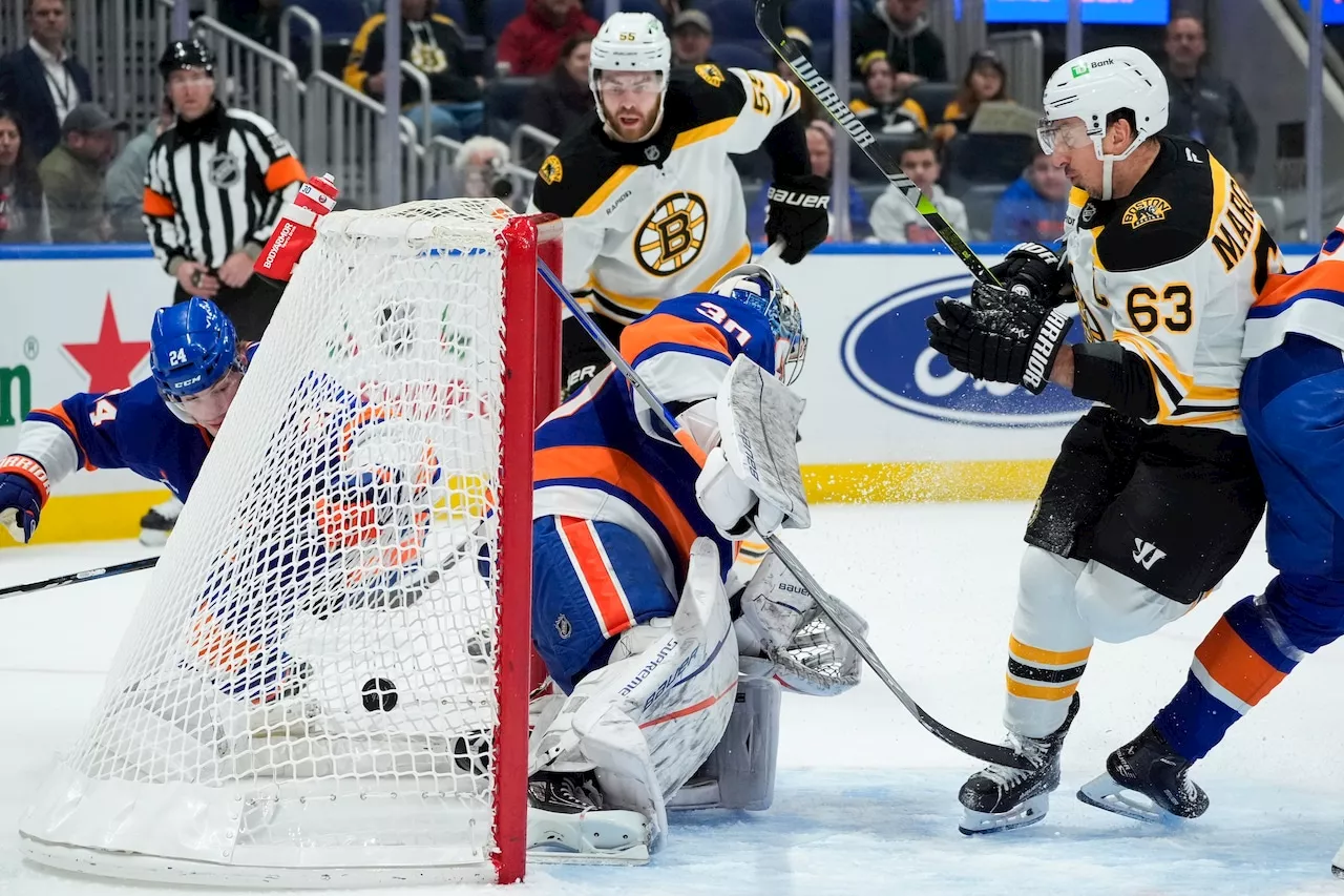 Boston Bruins' Brad Marchand Scores Second Goal in NHL Game Against New York Islanders