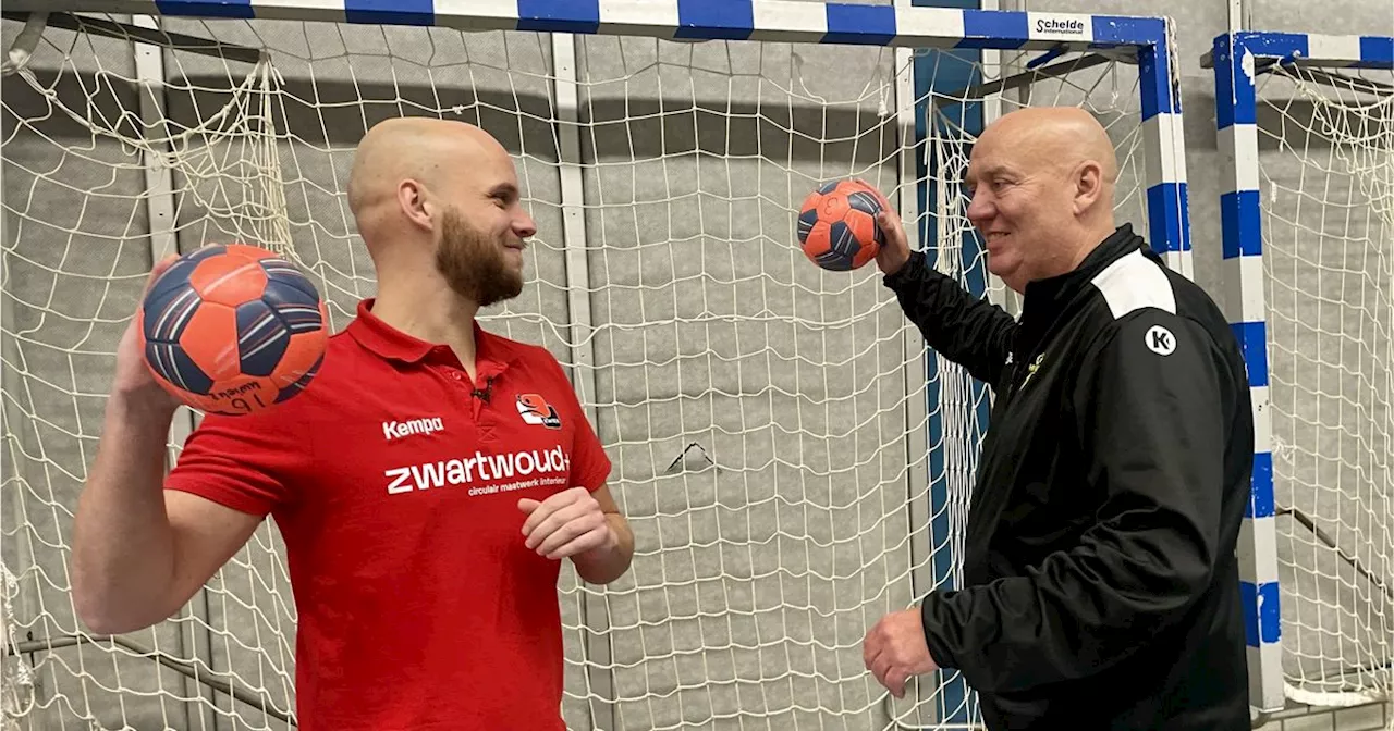 Door de wol geverfde trainer-coach Joop Fiege krijgt 'handballes' van zoon Jordi