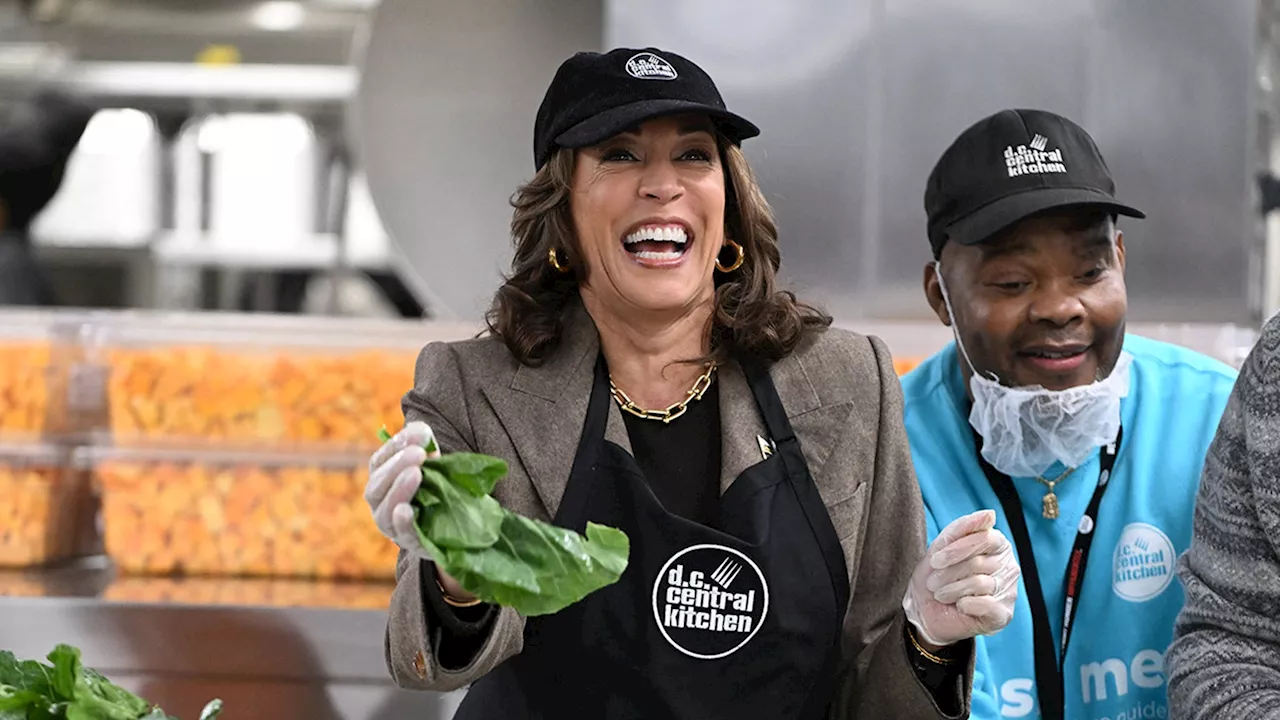 Kamala Harris Serves Food at Community Kitchen with Husband Doug Emhoff