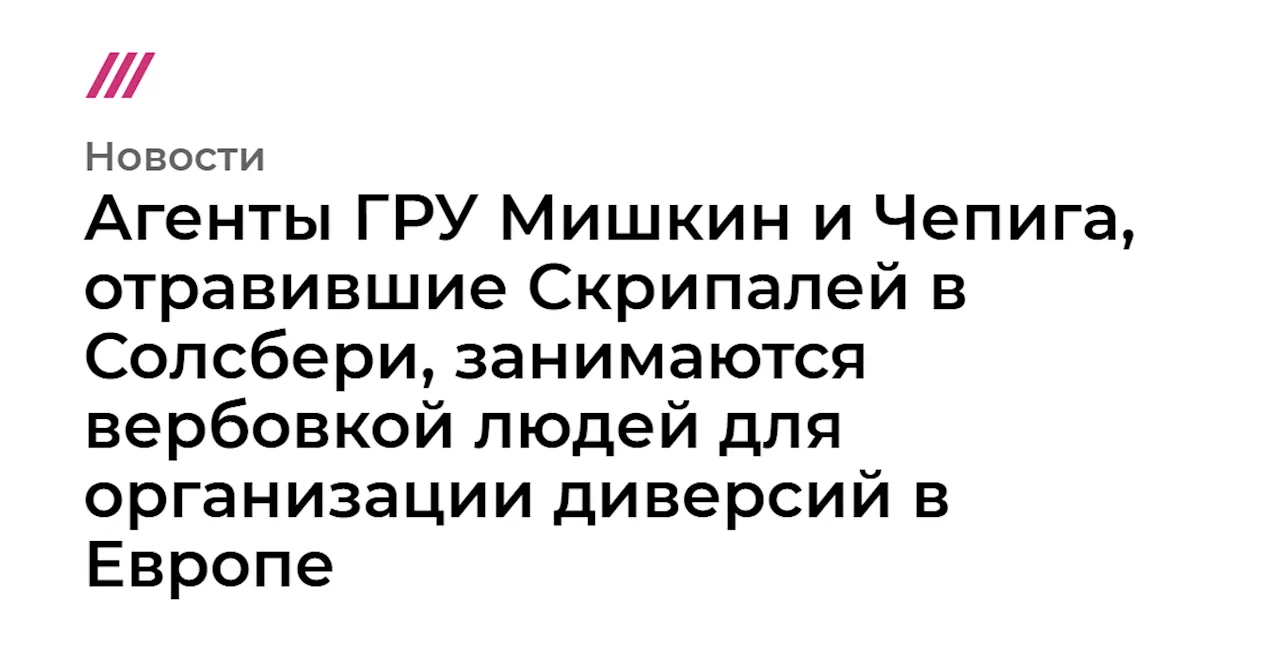 Агенты ГРУ Мишкин и Чепига, отравившие Скрипалей в Солсбери, занимаются вербовкой людей для организации ди...