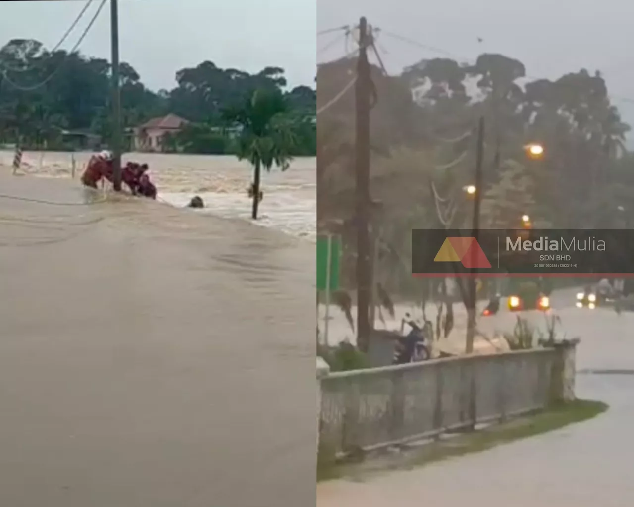 Lebih sejam berpaut pada kayu, penunggang motosikal dihanyutkan banjir