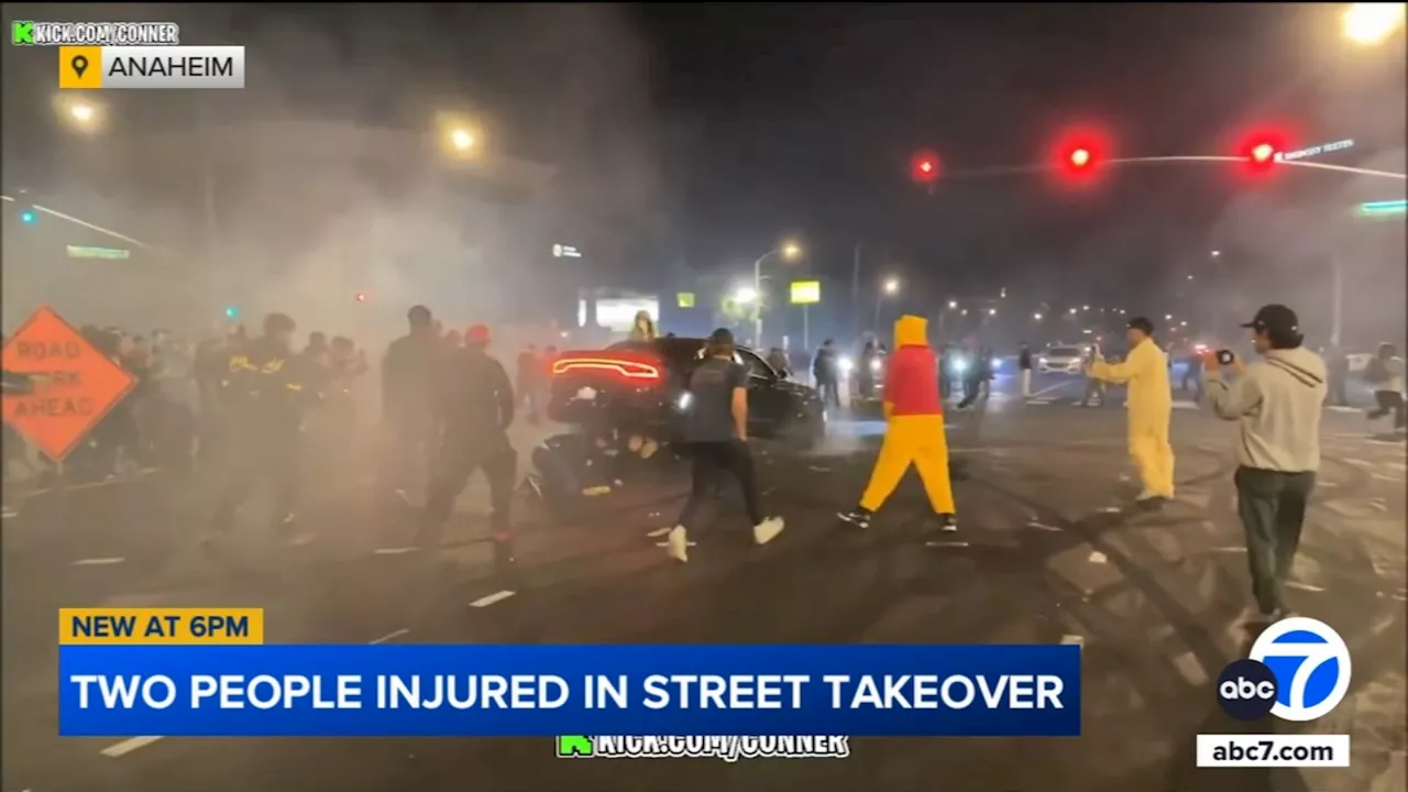 Video shows Dodge Charger crashing into group of spectators during street takeover in Anaheim