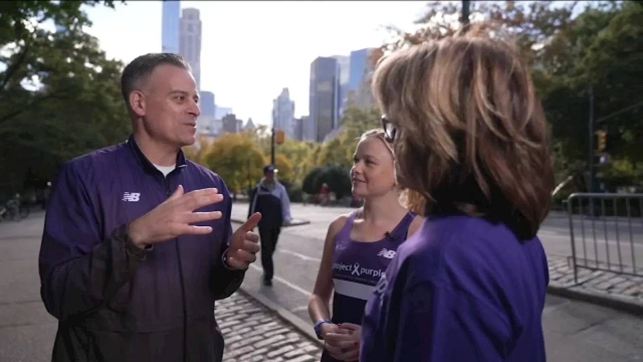 Project Purple members participating in TCS NYC Marathon to raise awareness for pancreatic cancer