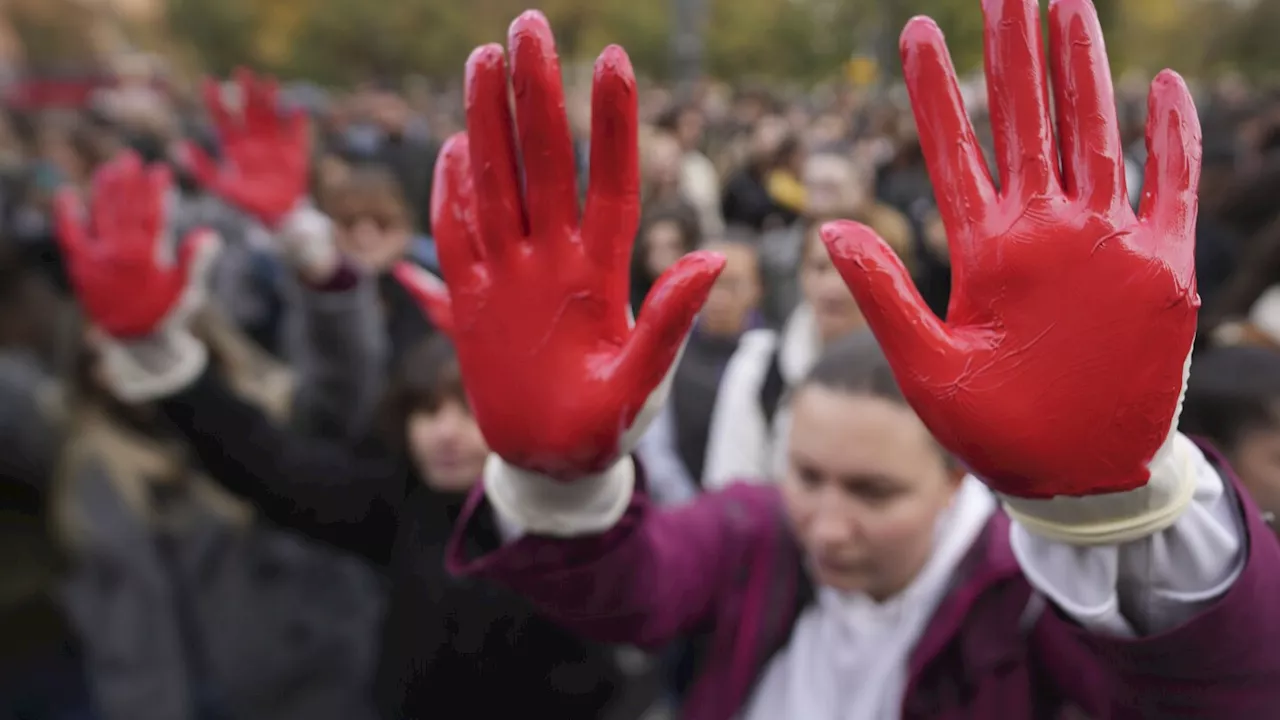 Protesters demand arrests over train station roof collapse that killed 14 people in Serbia