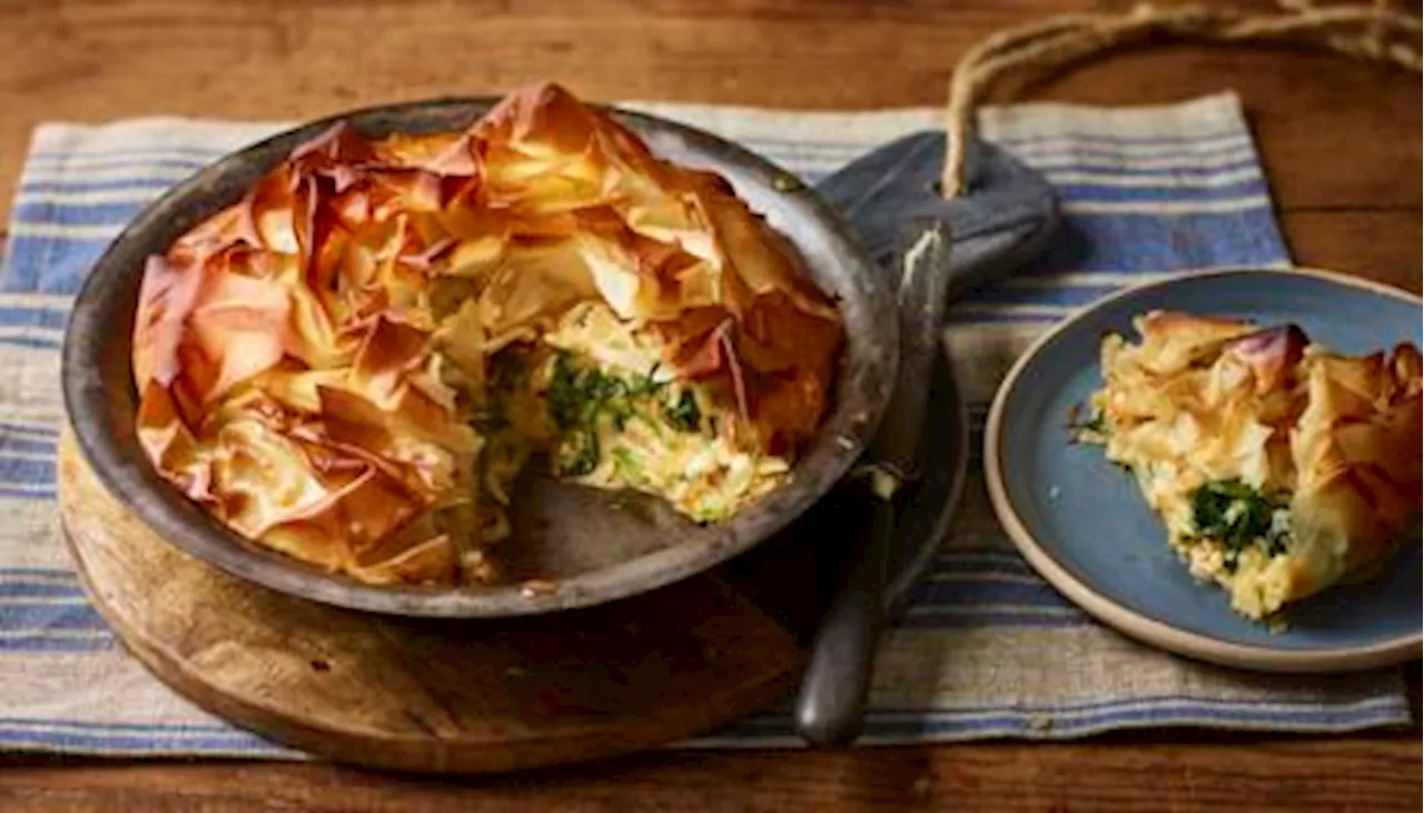 Potato, cheese and spinach filo pie recipe