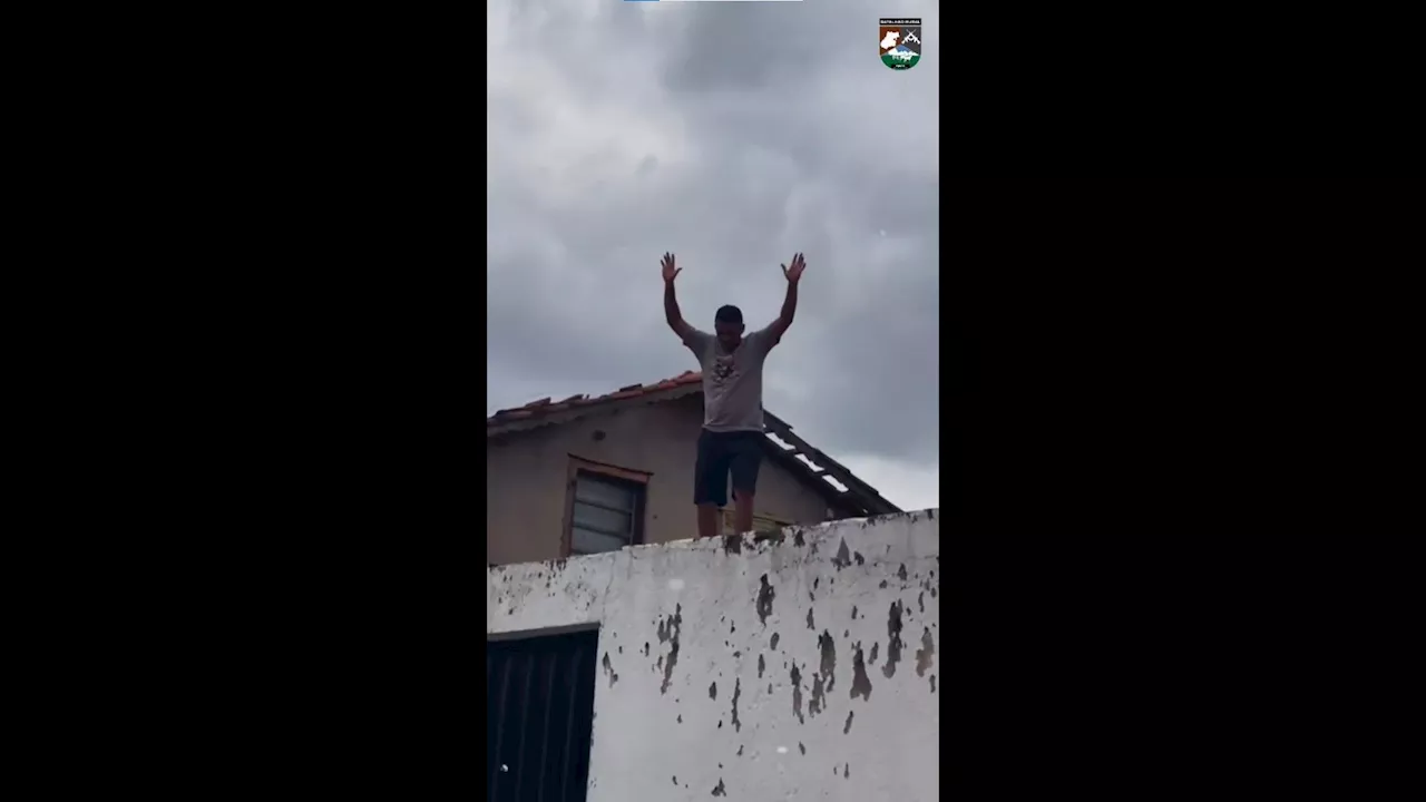 Vídeo: Homem é preso ao tentar fugir por telhados após estuprar mulher em Goiás