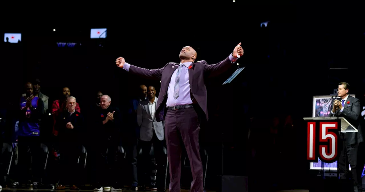 Vince Carter’s No. 15 jersey retired by Toronto Raptors in mid-game ceremony