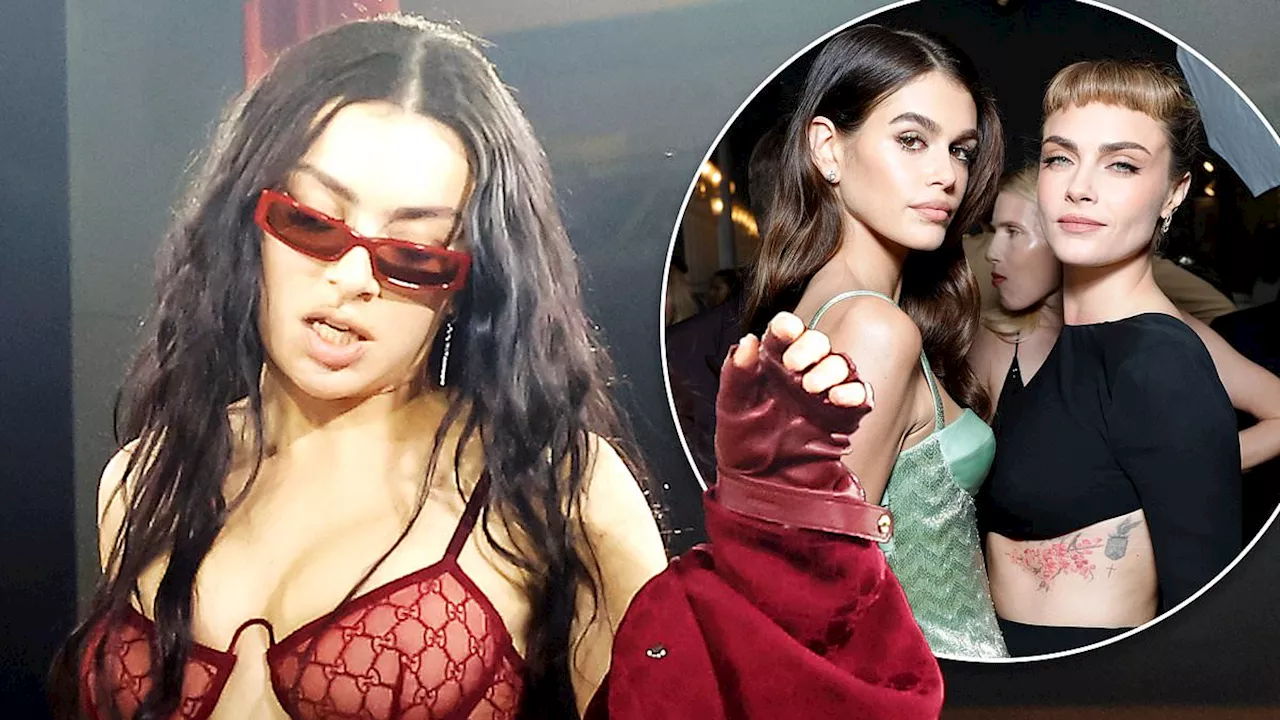 Inside the very glitzy LACMA gala as Charli XCX takes to the stage in a racy mesh red bra as she...