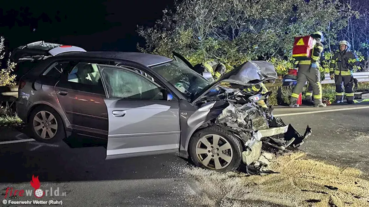 D: Großeinsatz nach Pkw-Frontalkollision mit drei Verletzten in Wetter / Ruhr