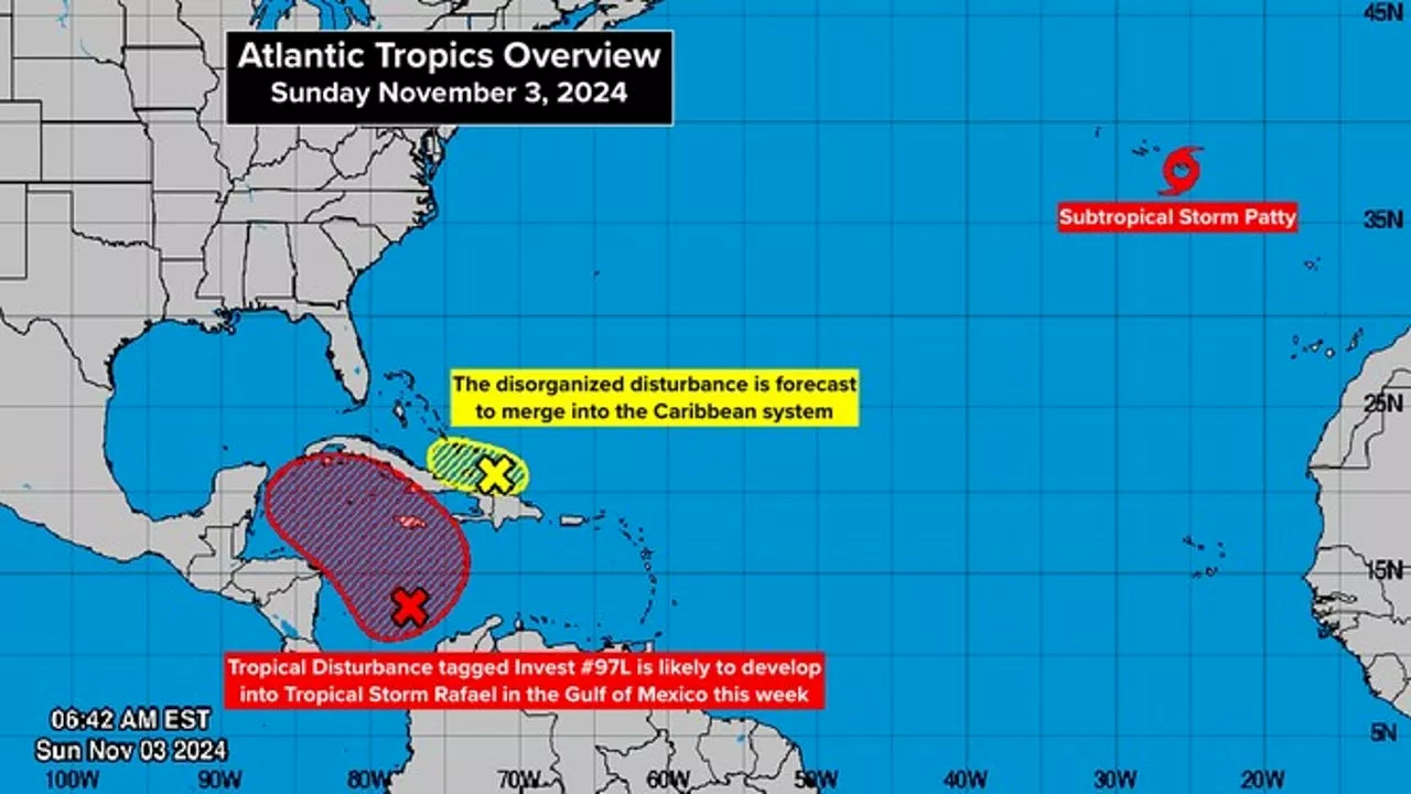 Disturbance in the Caribbean likely to become Tropical Storm Rafael this week