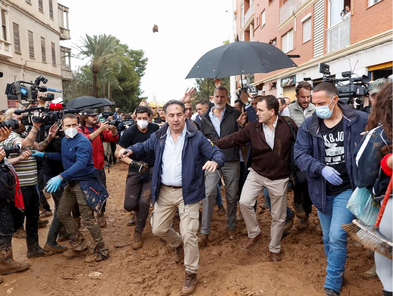 Spain’s King Felipe pelted with mud in flood-hit Valencia