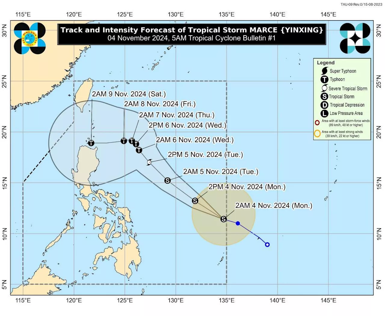 Tropical Storm Marce now in PAR, moving west northwestward