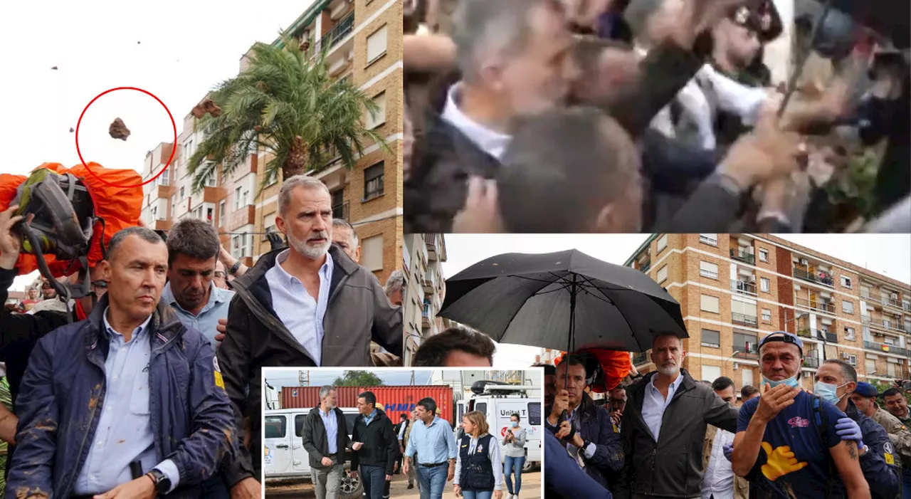 Re Felipe a Valencia, la gente gli lancia fango per protesta: «Assassini!». Contestati anche Sanchez e Manzon