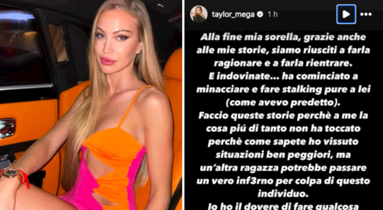 Taylor Mega, la sorella lascia il suo ex fidanzato e lei lo attacca: «Sono a tanto così da postare la tua facc