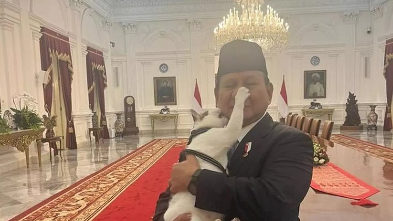 Prabowo Unggah Foto Gendong Bobby Kertanegara di Istana Negara, Tangannya Nyaris Cakar Hidung Sang Presiden