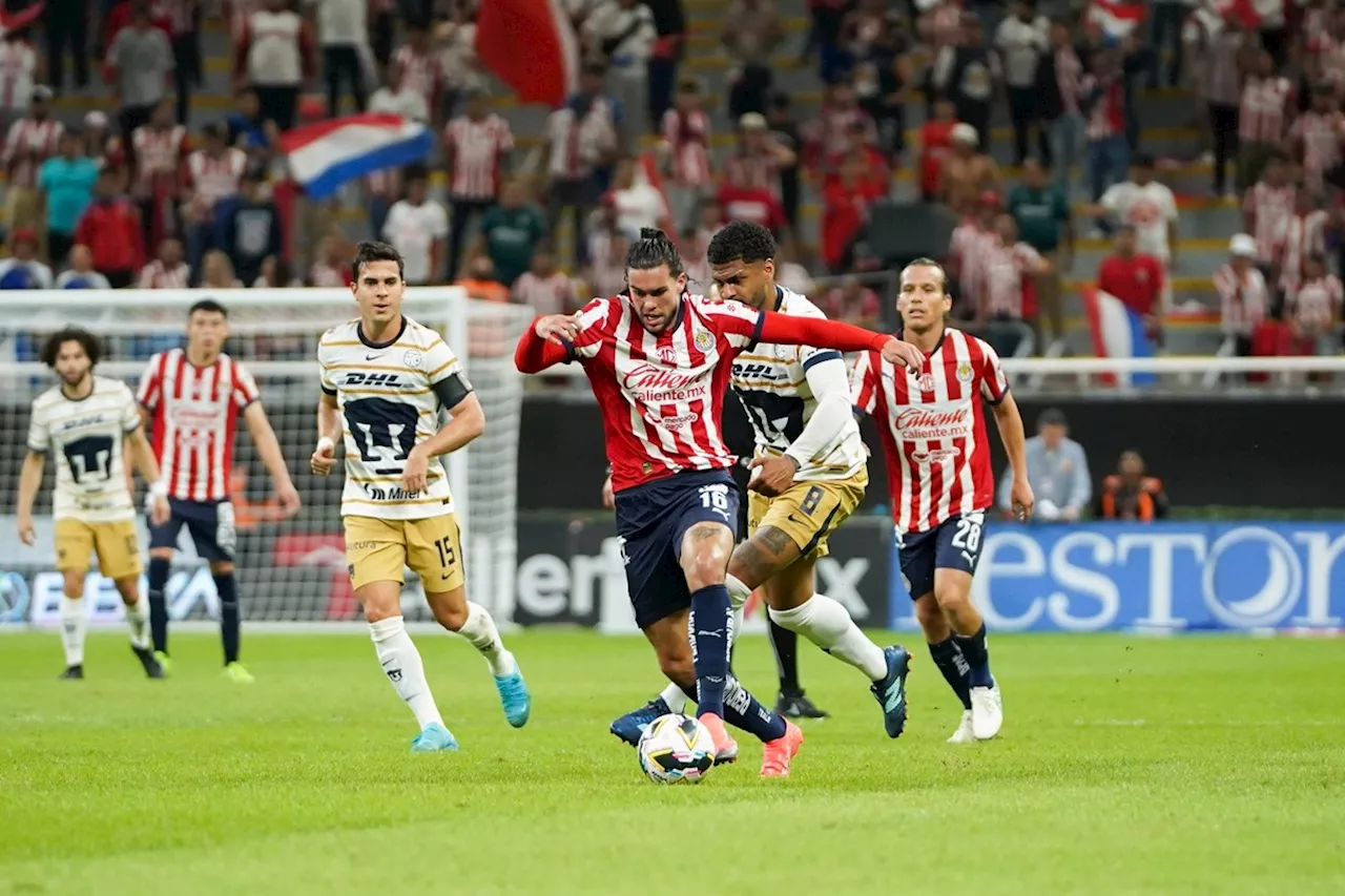 Chivas empata ante Pumas y complica su clasificación directo a la liguilla del Apertura 2024