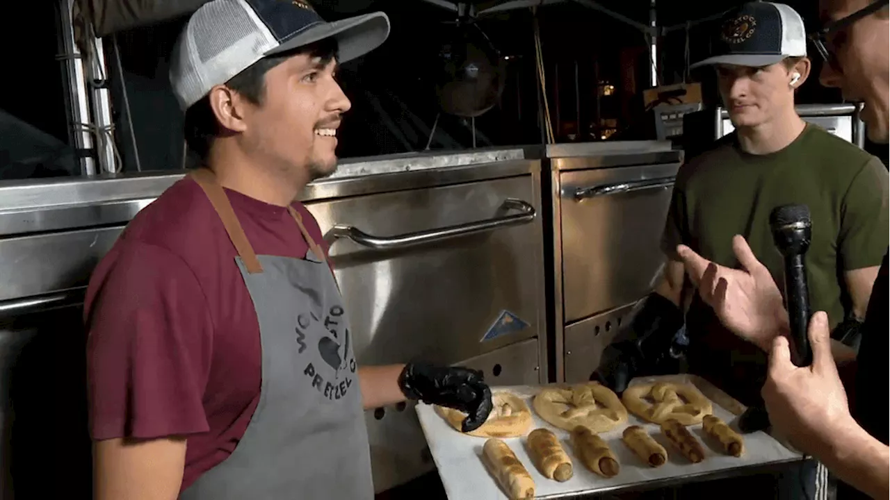 Fresh pretzels are baking at Wurstfest