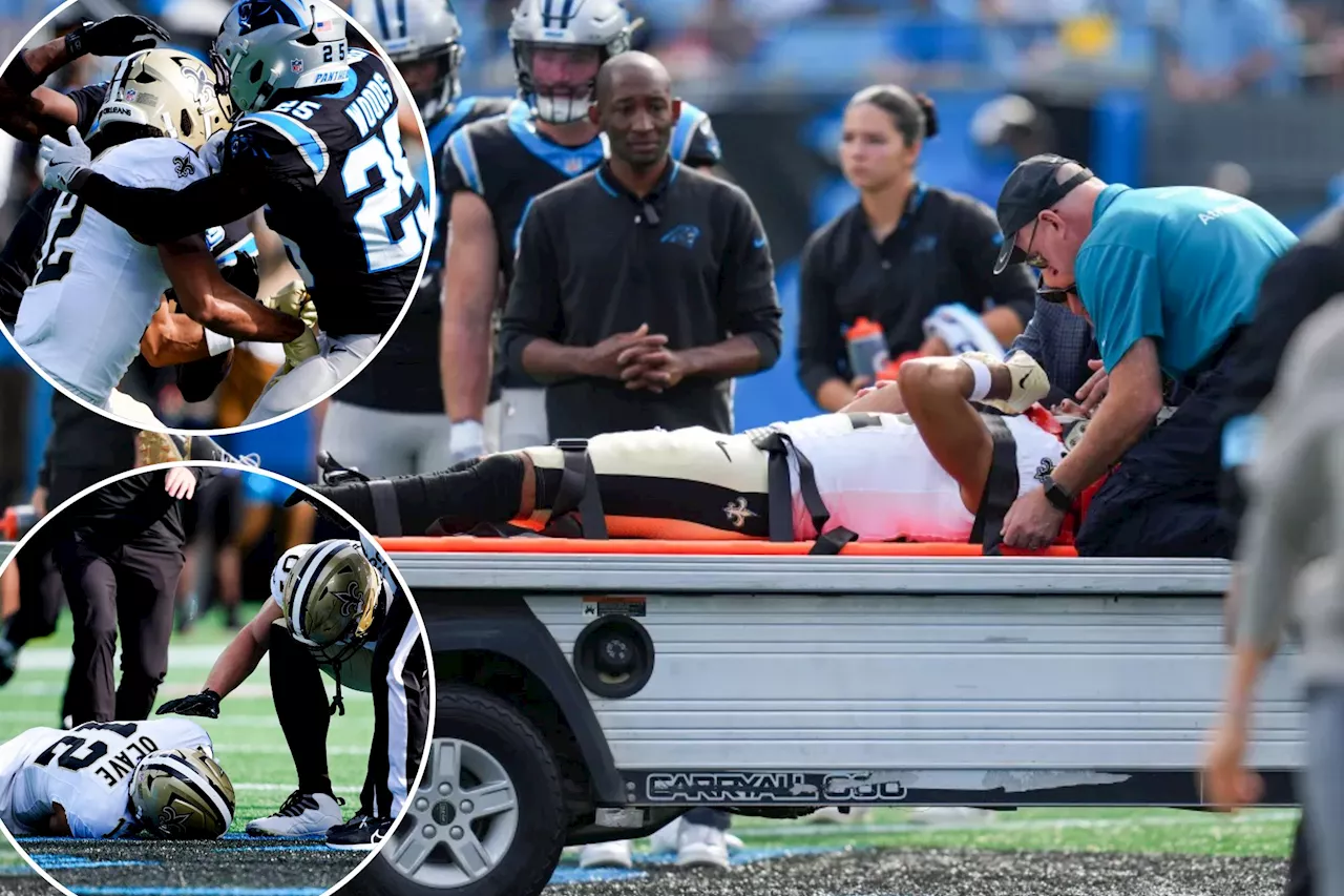 Saints' Chris Olave carted off with second concussion of season, taken to hospital after scary hit
