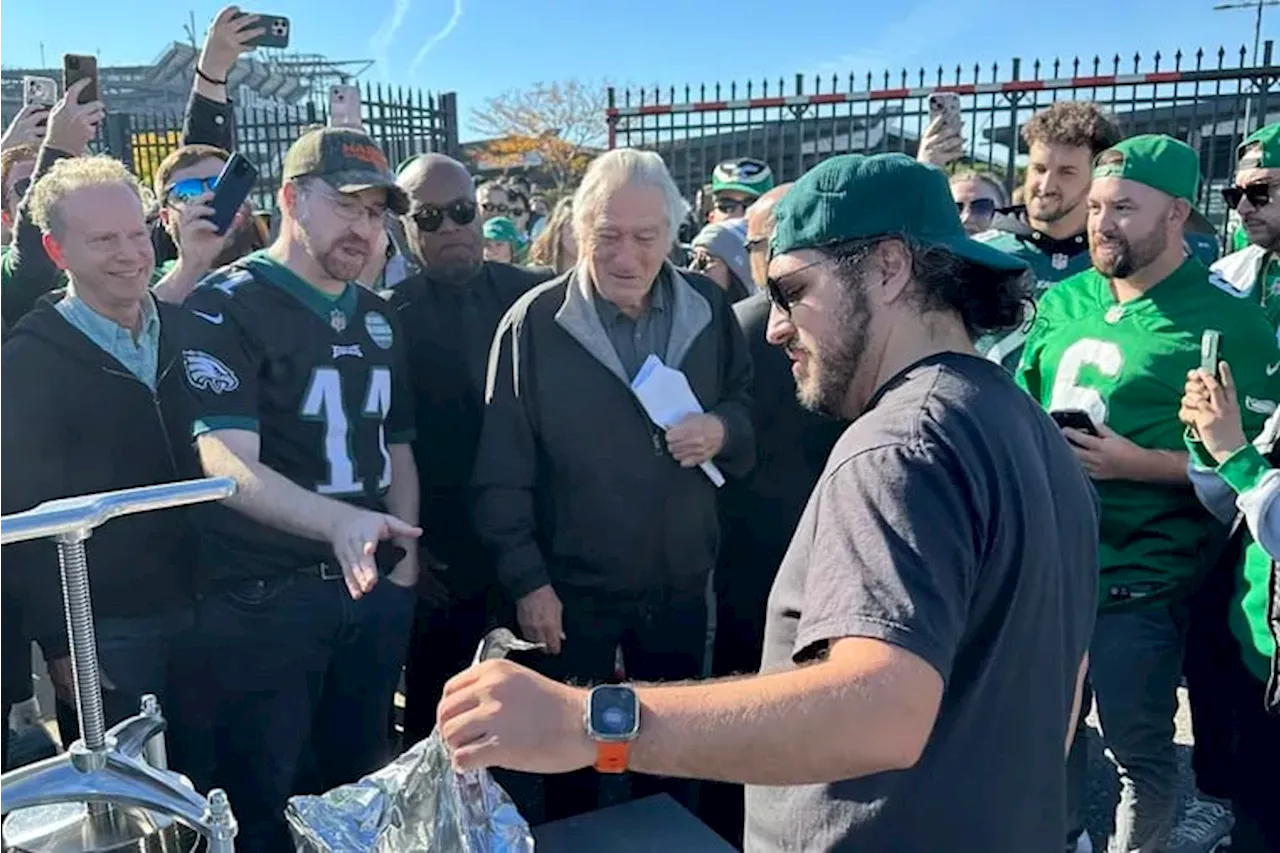 Robert De Niro tailgates with Eagles fans while campaigning for Kamala Harris