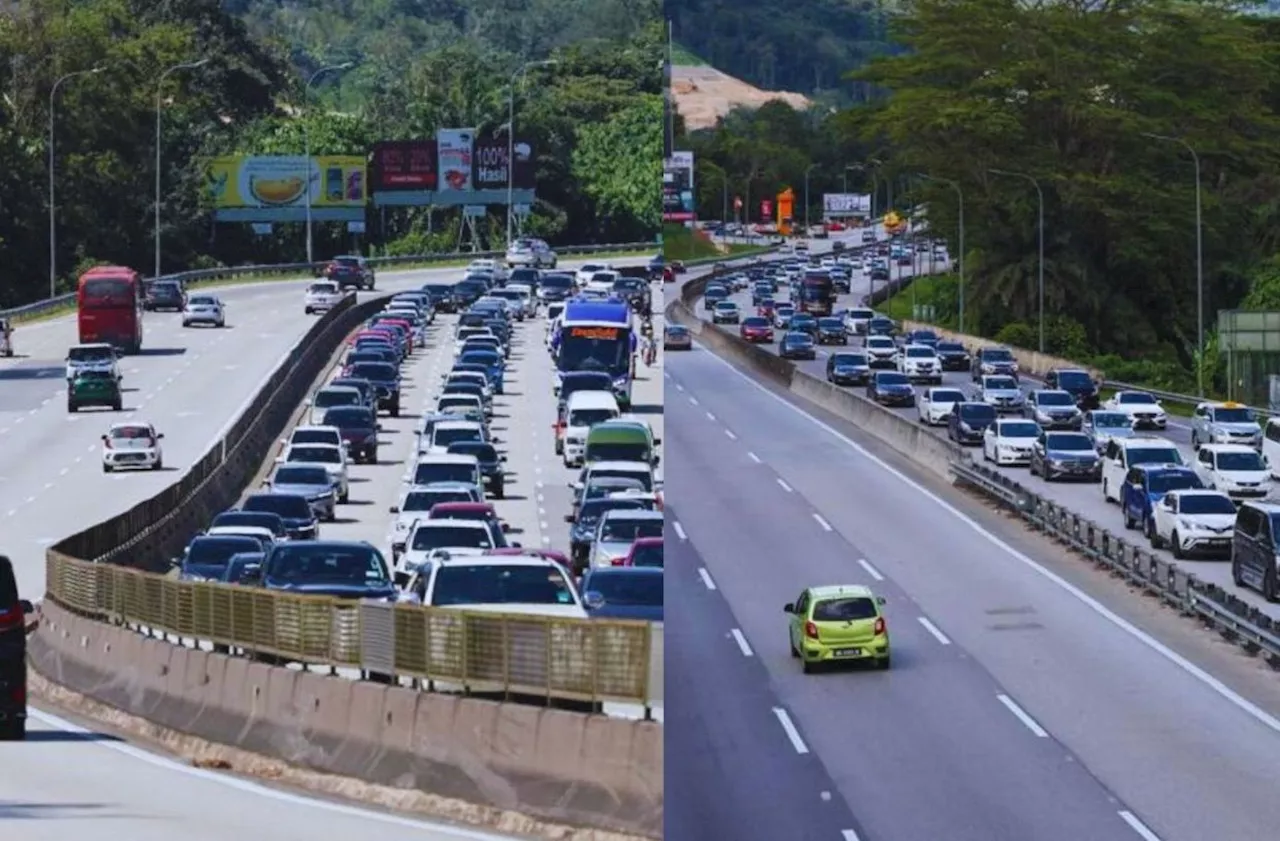 Slow-moving traffic on major highways heading into Klang Valley