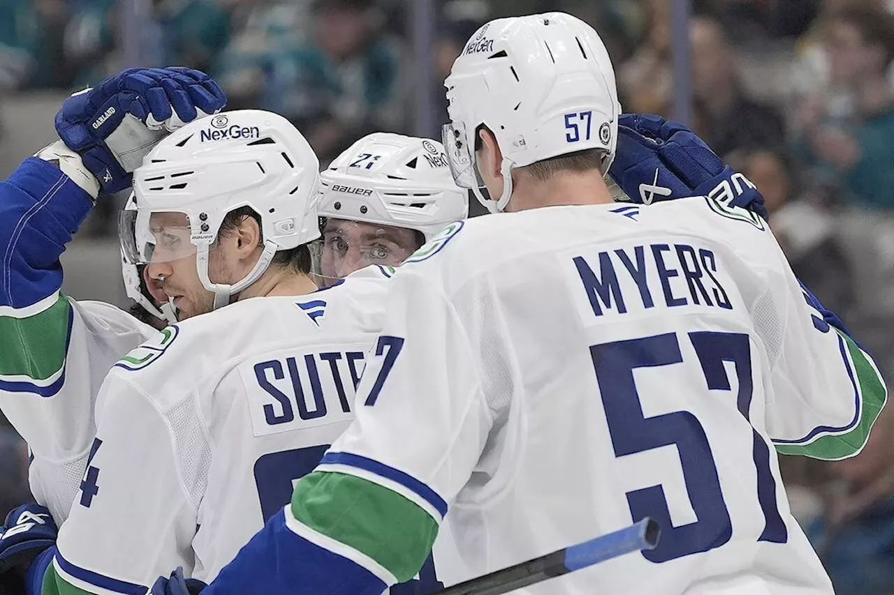 Pius Suter scores 2 as Vancouver Canucks nip San Jose Sharks 3-2